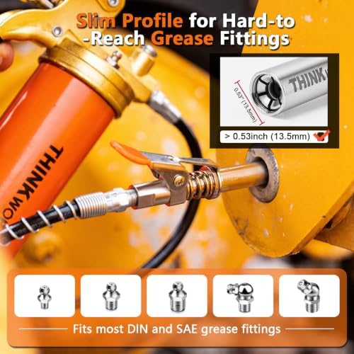Upgraded Leak-Free Grease Gun Coupler Kit with 90°Adapter & 2 Needle Tips