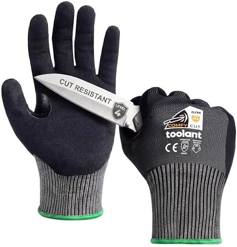 toolant ComfyCut A4 Cut Resistant Work Gloves, 1 Pair, Dark Gray, Medium