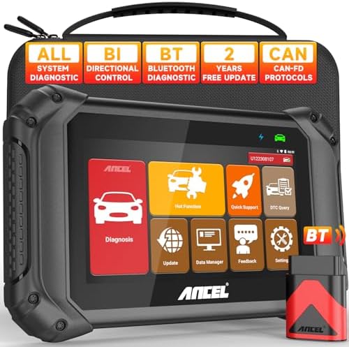 ANCEL Bluetooth OBD2 Scanner for Home Mechanic, Bidirectional Scan Tool, All-Systems Diagnostic ECU Code Reader, ABS Reset, Injector Coding, Live Data, Oil Reset, for Most Vehicles, WiFi