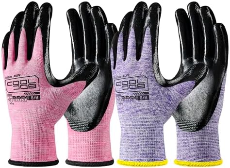 COOLJOB 10/20 Pair Safety Work Gloves for Women Non-slip, Nitrile Coated