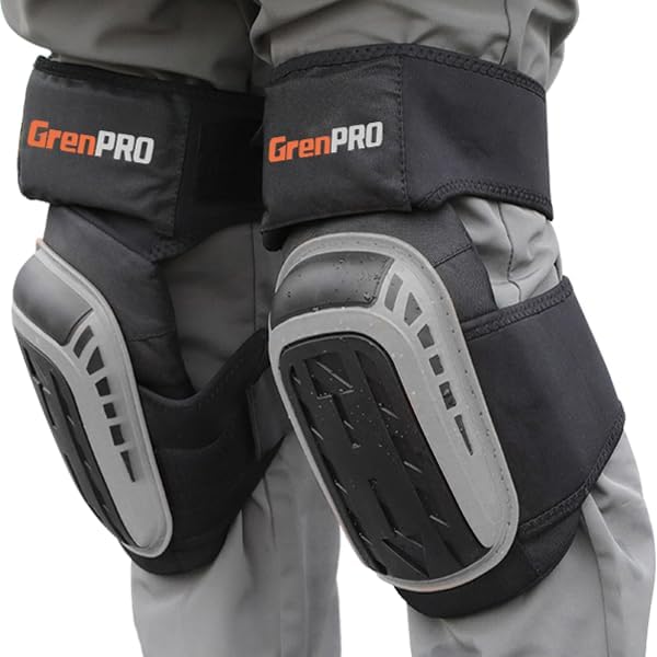 GRENPRO Heavy Duty Knee Pads, Gel Foam, Construction Work Gardening Gray