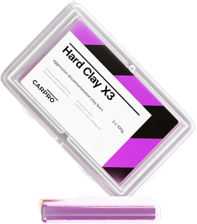 CARPRO Aggressive Car Clay Bar: Auto Detailing Magic Clay Bar Cleaner Car Wash Bars for Ceramic Coating Prep, Fiberglass, Chrome, Glass & Clear Coated Painted Surfaces - 100g (3 Pack)