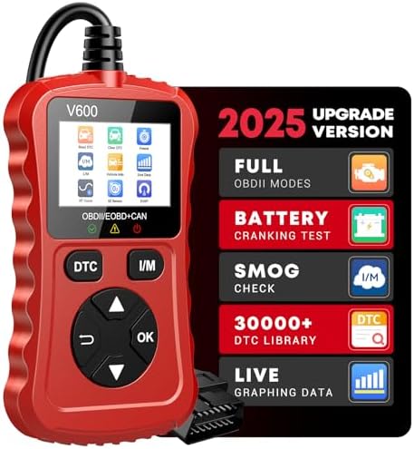 OBD2 Scanner Car Code Reader Support Voltage Test Plug and Play Fixd Car CAN Diagnostic Scan Tool Read and Clear Engine Error Codes for All OBDII Protocol Vehicles Since 1996（Red）