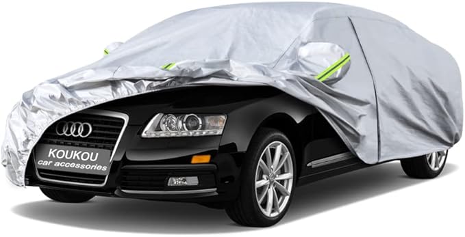 Koukou 6 Layers Car Cover Custom Fit Audi A6/S6 1997-2025, Waterproof All Weather for Automobiles, Sun Rain Dust Snow Protection. (Ships from US Warehouse, Arrive Within 3-7 Days)