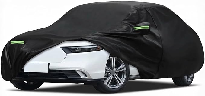 Car Cover Waterproof All Weather for Automobiles, Outdoor Full Exterior Sedan Covers Black(Suggest Car Length from 186"-193")