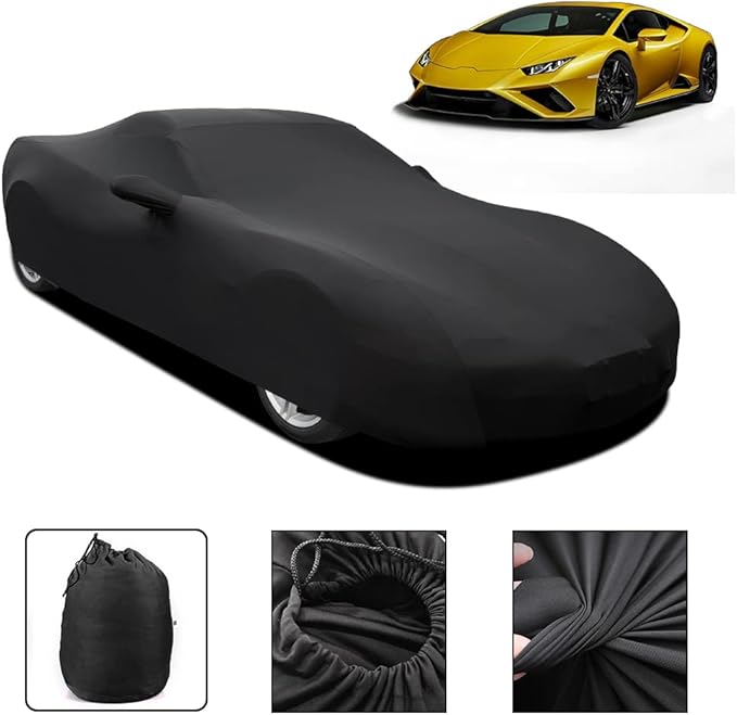 WinPower Indoor Sports Car Cover Stretch Dustproof Protection Full Car Cover for Underground Garage, Car Show, Black
