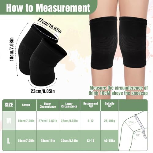 Kids Knee Brace Sleeve, 1 Pair Youth Knee Compression Sleeve Breathable Children Knees Support Pad Elastic Soft Knees Protectors for Kid Boys Girls Basketball Volleyball Football Running(Large)