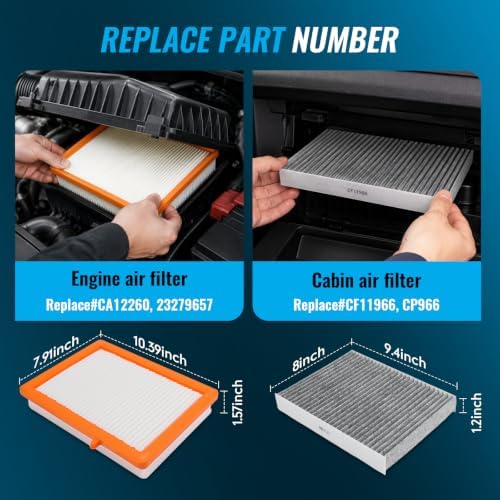Engine & Cabin Air Filter Set Compatible with 2018-2026 Chevy Equinox/ 2018-2026 GMC Terrain Replace CF11966 CA12260