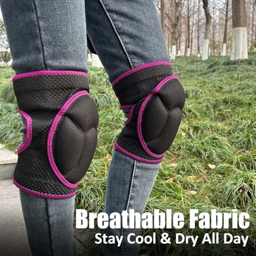 Garden Knee Pads with Adjustable Straps, Soft Cushion for Working, Pink L