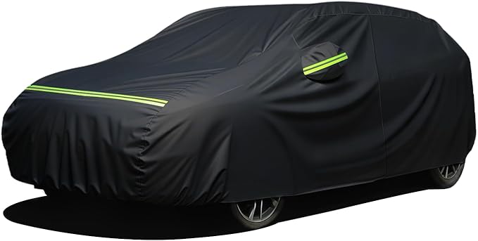 Favoto Car Cover Waterproof All Weather for Automobiles, 6 Layers Heavy Duty Outdoor Rain Dust Snow Sun Protection with Windproof Straps Universal Fit for Hatchback Length up to 171"