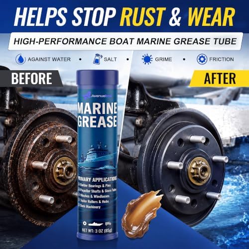 8 Pack 3 oz Marine Grease Tube, Premium Marine Grade Grease, Waterproof High Temp (0°F - 500°F) Bearing Lube for Propeller Shafts, Rudder Bearings, Trailers & Boat Maintenance