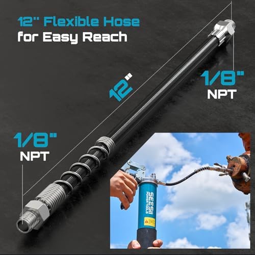 Seesii Grease Gun Accessory Kit for Easy Greasing Narrow & Tight Spaces