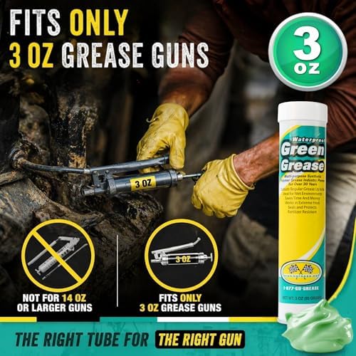 3oz Ultra Heavy Duty Green Grease Tube for Grease Gun - USA Made (3 Pack)