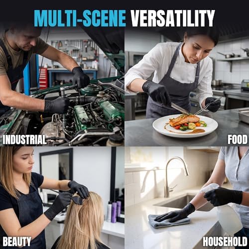 Nitrile Gloves 5 Mil Disposable Latex Cooking Black Nitrile Gloves XL