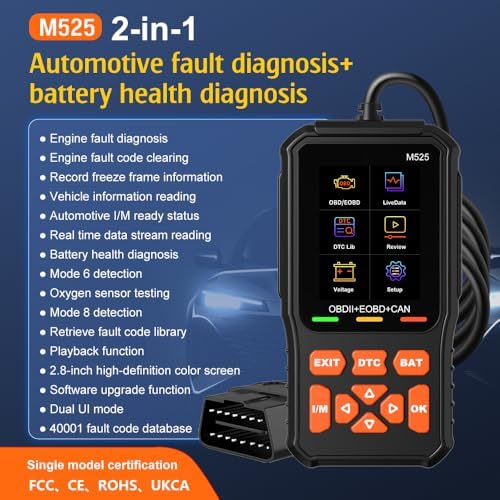 M525 OBD II Scanner,New Upgrade OE-Level Code Reader with Battery Test