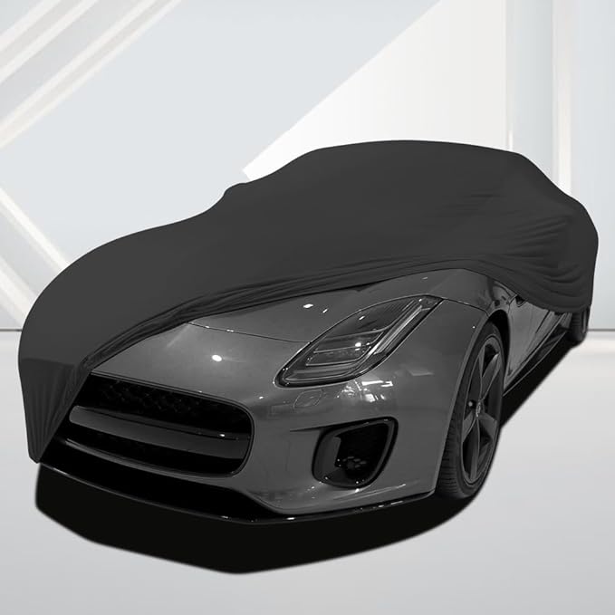 WinPower Indoor Car Cover Stretch Dustproof Protection Full Car Cover for Underground Garage, Car Show, Black