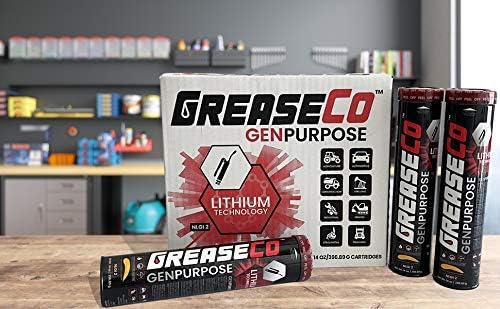 General Purpose Lithium Grease Tube (10-Pack Case of Cartridges) Lithium NLGI 2 EP for Grease Gun | Tractor | Automotive | CV Ball Joint | Mower | High Temp | Door Tracks | Amber | GenPurpose