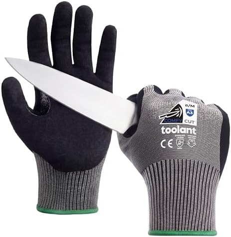 toolant ComfyCut A3 Cut Resistant Work Gloves, ANSI & EN388 Certified Protection with Superior Comfort, Fiberglass-Free, Touchscreen & Flexible Grip, for Fishing, Gardening, DIY, Assembly, Small