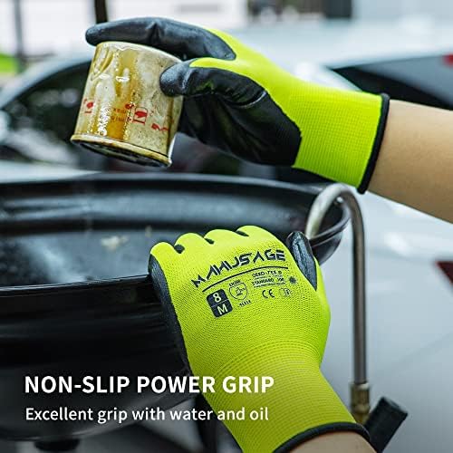 MANUSAGE Safety Work Gloves - Protective Glove for Men & Women - Ultrathin Hand Protection - For Construction, Gardening, Landscaping - Yellow - Size XL - 24 Pairs