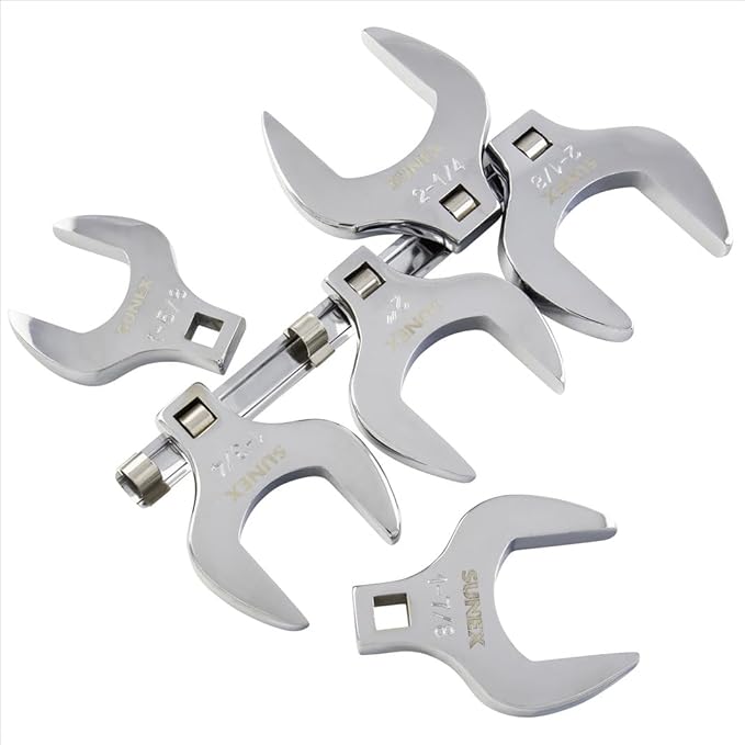 SUNEX TOOLS 9722A 6 Piece 1/2" Dr. Jumbo Crowfoot Set CRV