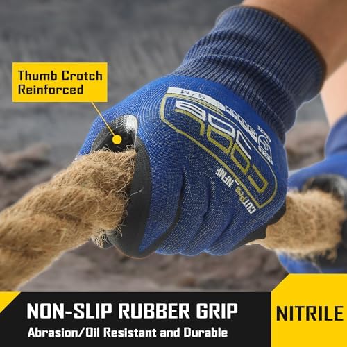 COOLJOB A5 Fiberglass Free Cut Resistant Gloves for Men, Touchscreen, Grip Nitrile Coated, No PFAS, Non Slip, Soft & Durable
