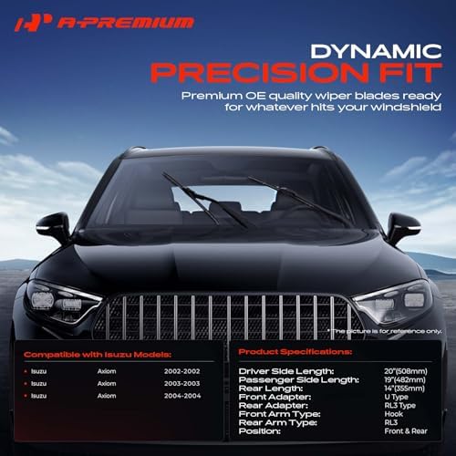 A-Premium 20"+19"+14" Windshield Wiper Blades with Wear Indicator & Towel