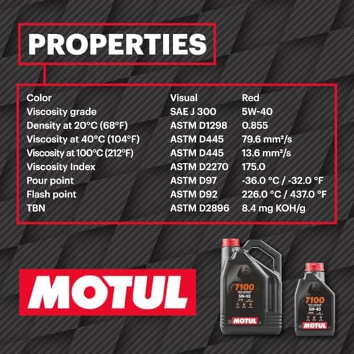 Motul 7100 4T 5W-40 100% Synthetic Ester Motorcycle Oil, JASO MA2 API SP Wet Clutch Compatible, 4 Stroke Engine Protection for BMW KTM Aprilia European Sport Adventure - 1L