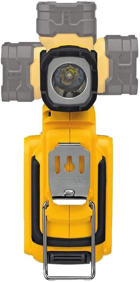 DEWALT 20V MAX LED Work Light Rechargeable, LED Flashlight, Magnetic Flashlight, Freestanding and Clip-On Light, 360 degree pivoting Head, Tool Only (DCL044)