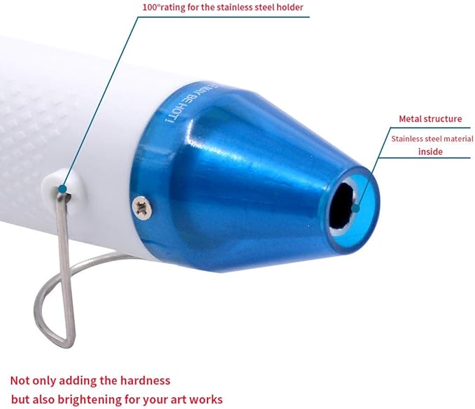 mofa Embossing Heat Gun,Hot Air Gun Tools Shrink Gun with Stand For DIY Embossing And Drying Paint Multi-Purpose Electric Heating Nozzle 150W(White,Blue)