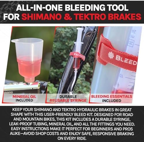 BleedZone Brake Bleed Kit with Mineral Oil for Shimano and Tektro Hydraulic Brakes – Bicycle Maintenance Set for MTB, Road Bikes and Hydraulic Systems