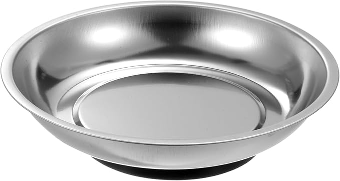 HARFINGTON Round Magnetic Tray 6" x 1.42" Stainless Steel Magnet Tool Tray Parts Holder for Socket Screw Nuts Bolts Pin Washers Metal Parts