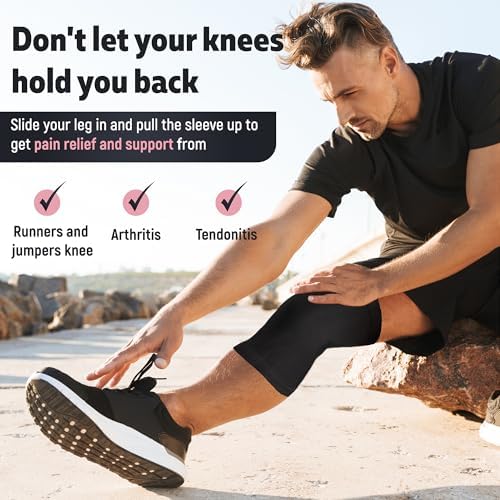 Knee Brace for Women & Men (Pair) – Knee Sleeves for Running, Workout, Weightlifting & Sports – Compression Knee Support for Knee Pain Relief, Meniscus Tear & Arthritis