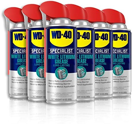 WD-40 Specialist White Lithium Grease Spray with SMART STRAW SPRAYS 2 WAYS, 10 OZ [6-Pack]
