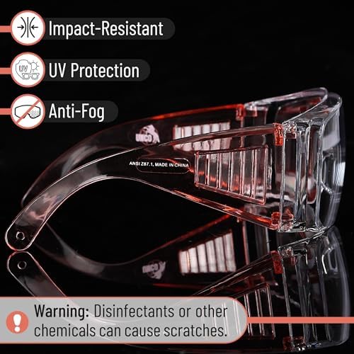 UNCO- Safety Goggles Over Glasses, Protective Goggles, Anti Fog, Work, Safety Glasses Over