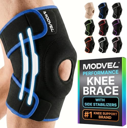 Modvel Knee Brace with Side Stabilizers & Patella Gel Pads for Pain Relief and Joint Support Breathable, Non-Slip Compression Sleeve for Men & Women, Arthritis, Meniscus, ACL Recovery