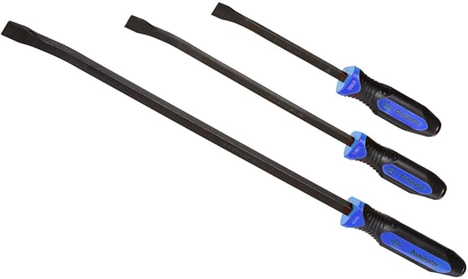 Mayhew Tools 14071BL Dominator Pro 3-Piece Pry Bar Set, 12", 17" & 25" Curved Pry Bars, Blue