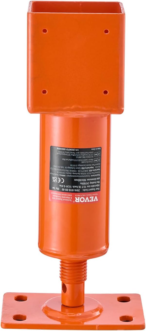 VEVOR Screw Jack Post, 13.2"-18.7" Height Range, 4" x 4" Adjustable Shore Jack, 24700 lbs Max Load Capacity, Temporary House Jack Pole for Leveling, Lifting Floor Crawlspace Basement Shore Beam
