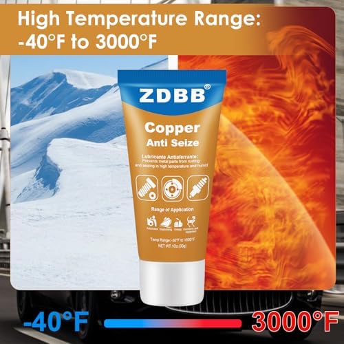 ZDBB Anti-Seize Lubricant Copper Antiseize Grease High Temp Spark Plug Anti Seize Compound Copper Grease for Automotive, Bolts and Nuts Prevents Rust, Corrosion, Seizing,1oz (2-Pack)