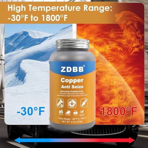 ZDBB Copper Anti-Seize Lubricant Anti Seize Compound for Spark Plugs, Brake Pads, Thread and Nuts Automotive High Temp Antiseize Grease Copper Paste with Brush Top Bottle,8oz