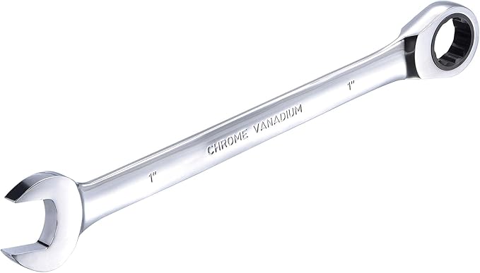 uxcell 1 Inch Ratcheting Combination Wrench SAE 72 Teeth 12 Point Ratchet Box Ended Spanner Tools, Cr-V