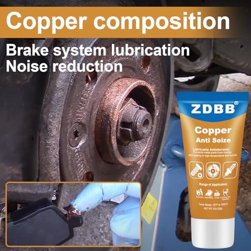 ZDBB Anti-Seize Lubricant Copper Antiseize Grease High Temp Spark Plug Anti Seize Compound Copper Grease for Automotive, Bolts and Nuts Prevents Rust, Corrosion, Seizing,1oz (2-Pack)