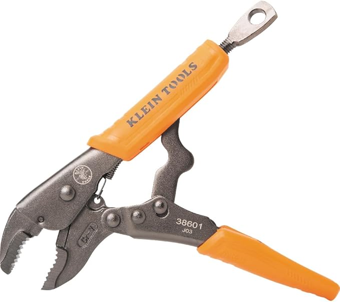Klein Tools 38601 Curved Jaw Locking Pliers with Quick Release Handles, Intuitive Thumb Knob, High Torque, Mole Grips for Clamping and Gripping, 7-Inch