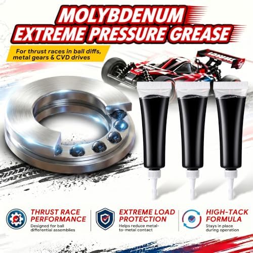 RC Grease High Pressure Black Grease, RC Gear Lubricant for Ball Diffs Thrust Races Metal Gears CVDs, High Load Remote Control Car Differential Lubricant for Electric Cars Trucks Parts, 3 Pack
