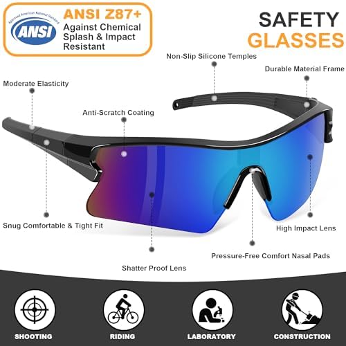 Safety Glasses for Men, Anti Scratch & UV Protection Work Glasses