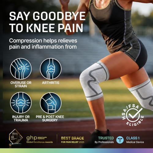 Modvel Compression Knee Brace for Women & Men - 2 Pack Knee Brace for Women Running Knee Pain, Knee Support Compression Sleeve, Workout Sports Knee Braces for Meniscus Tear ACL & Arthritis Pain Relief