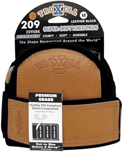 TROXELL USA - SuperSoft Leatherhead Black Kneepads (Medium Size/Bagged in Pairs)