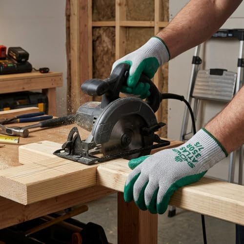 Atlas 350 Nitrile Palm Work Gloves with Poly Cotton Liner, Large, 12-Pack
