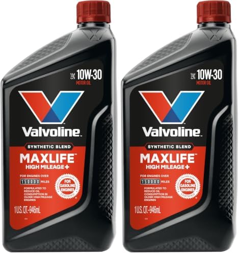 Valvoline High Mileage 150K with MaxLife Plus Technology Motor Oil SAE 10W-30 1 QT (Pack of 2)