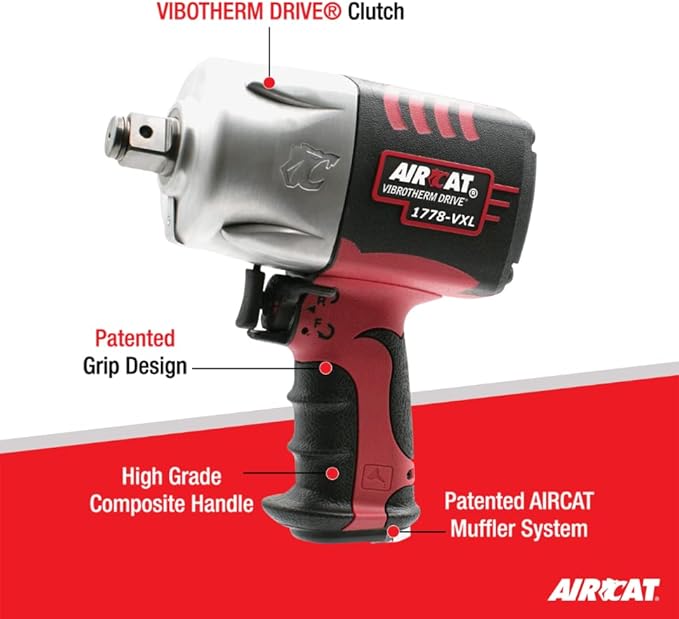 AIRCAT Pneumatic Tools 1778-VXL 3/4-Inch Vibrotherm Drive Composite Impact Wrench : Ergonomic Impact Wrench : Compact & Low Weight Pneumatic Power Tool