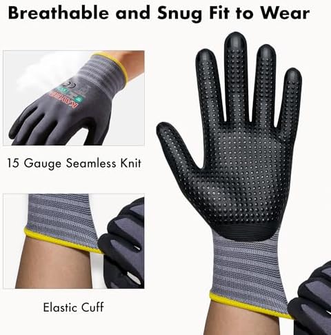 KAYGO MicroFoam Nitrile Coated Work Gloves, Non-Slip Micro-Dots, KG19N